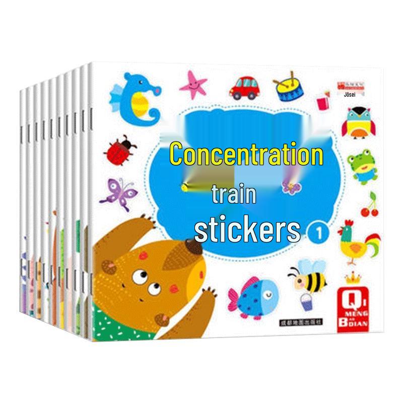 Kids Educational Focus Training Sticker Book Set (10 Volumes)