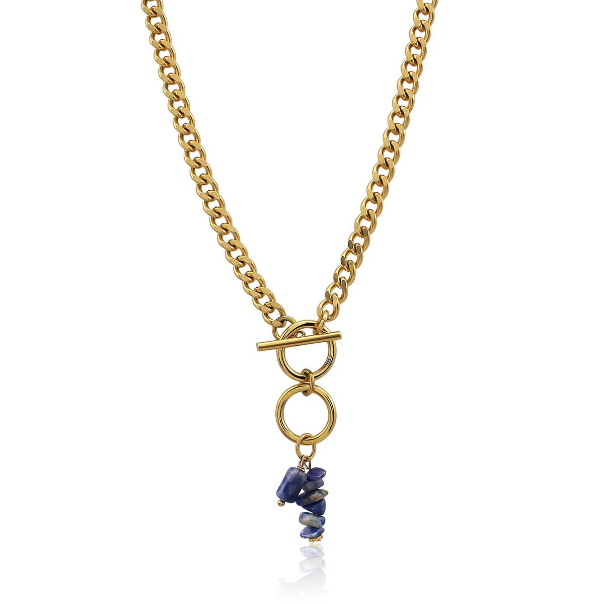 

Customized Fashion Niche Design Gold-plated Stainless Steel OT Chain Natural Stone Pendant Jewelry Necklace фіолетовий