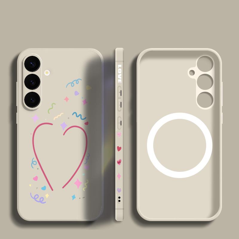 Love Heart Print Magnetic Phone Case For Samsung Galaxy S26 S25 S24 Ultra S23 S24 S25 FE S22 Plus For Magsafe Soft TPU Cover