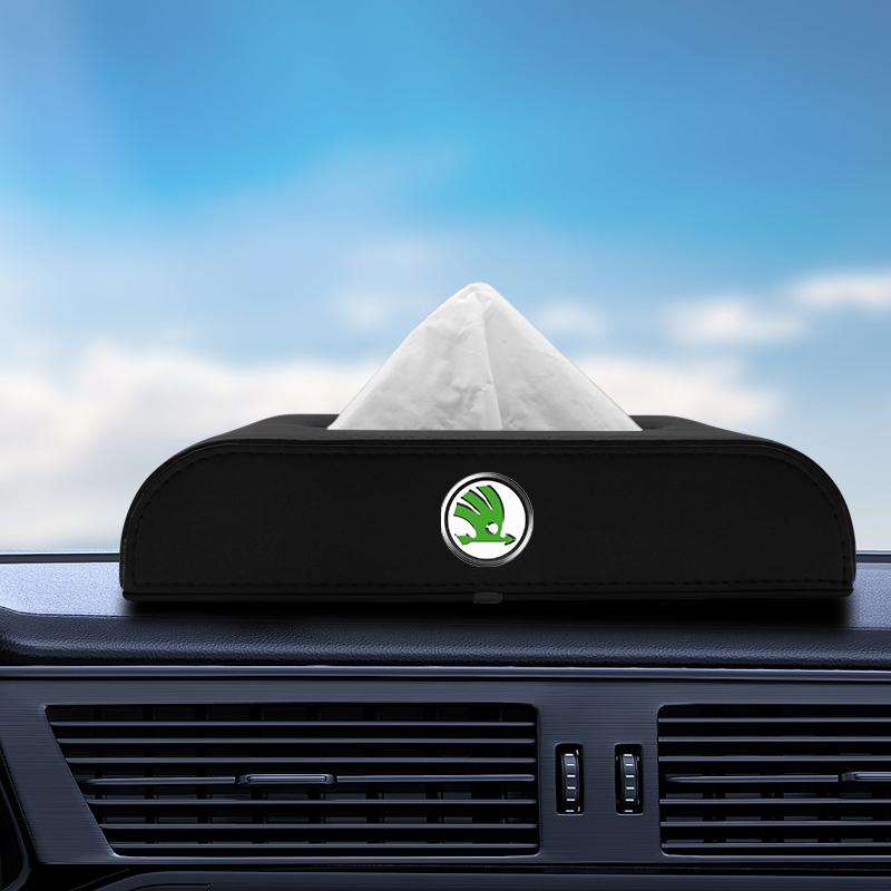 1Pcs Car Tissue Box Holder Armrest Box Storage Case Car Accessories For Skoda Octavia Superb Rapid Kodiaq Karoq Fabia Kamiq Roomster Citigo