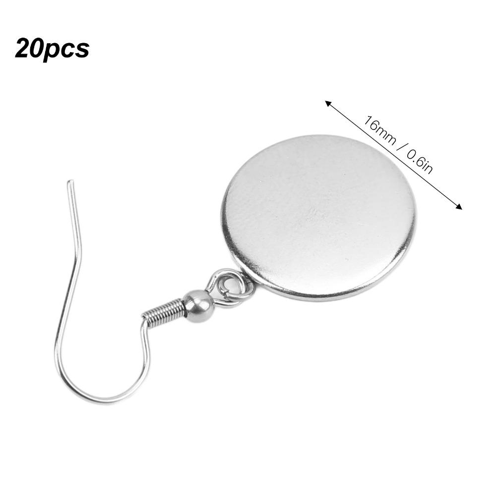 20pcs Stainless Steel Jewelry DIY Accessory 16mm Earrings Wire Hooks Blanks  Earrings Crafts