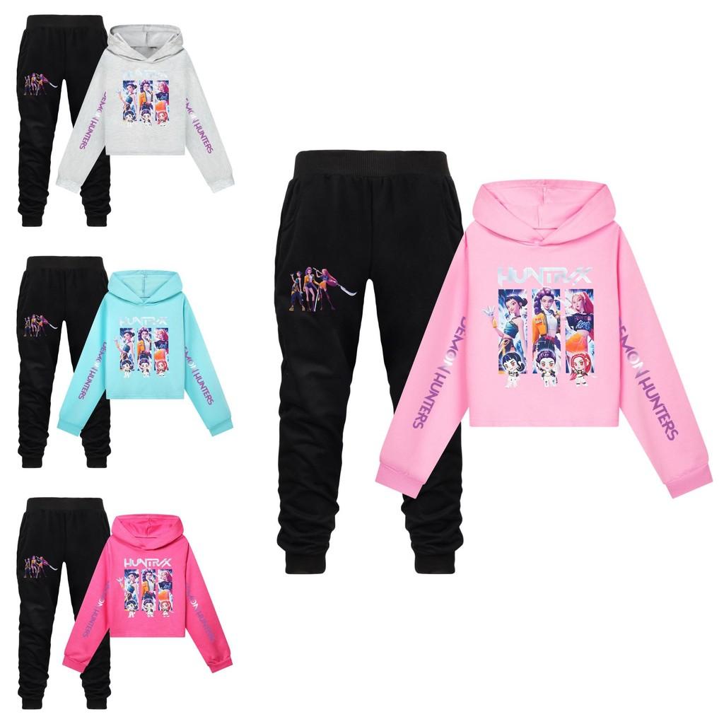 Kpop Demon Hunters Girls Cotton Casual Set With Long Sleeve Hoodie And Pants For Ages 110-170cm