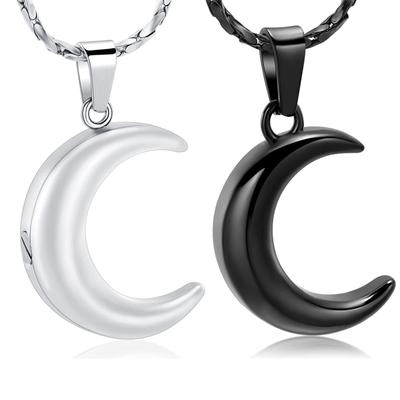 Imrsanl Bijoux d'Incinération Collier Urne Lune, Médaillon Mémorial en Acier Inoxydable, Bijou Souvenir pour Pendentif d'Cendres - Kit de Remplissage, Acier Inoxydable