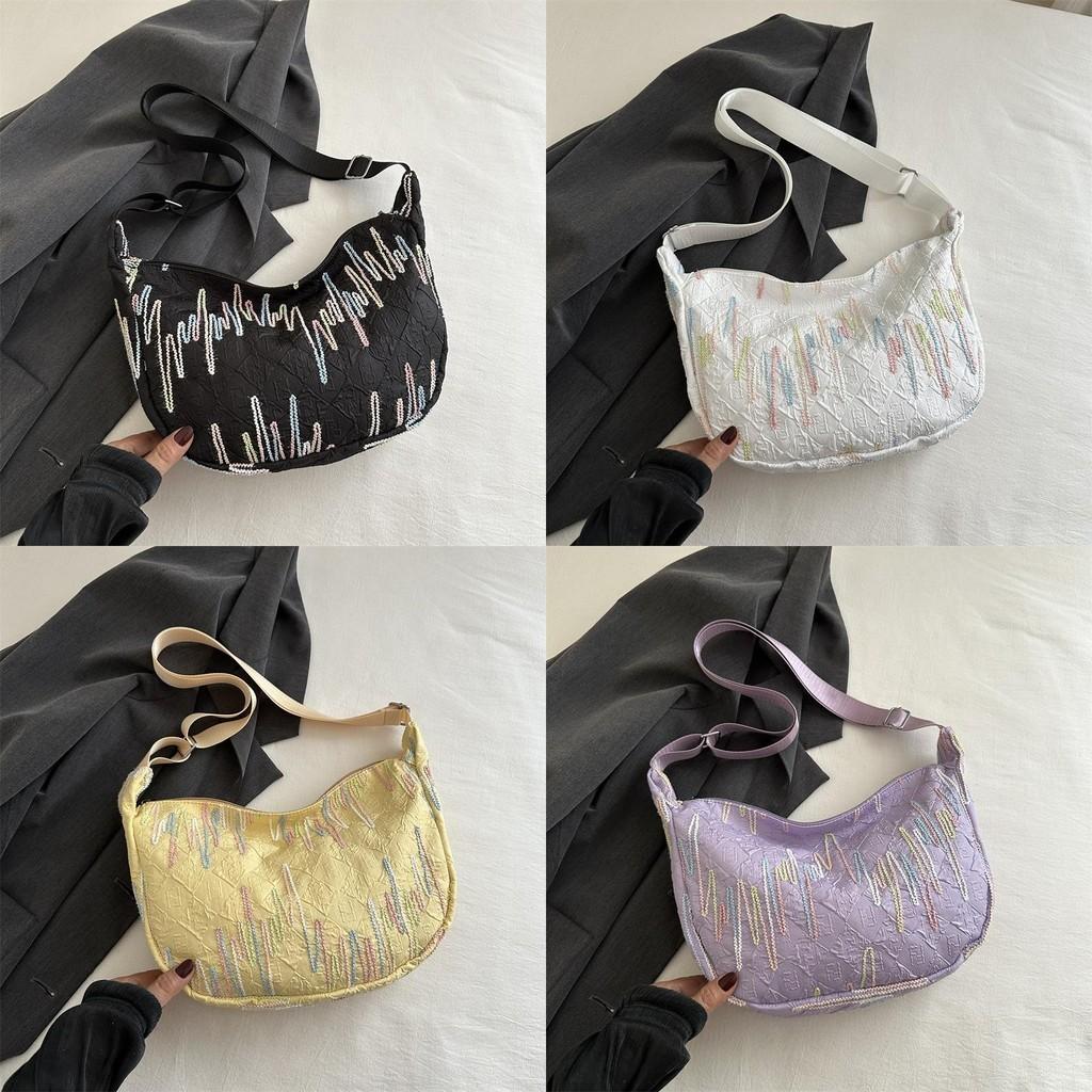 Trendy Street Style Canvas Tote Bag For Women 2024 New Fashionable Lightweight Crossbody Purse