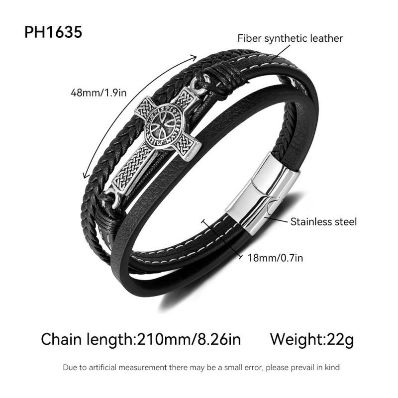 Personalized Bracelet Men s Stainless Steel Creative Multi Layer Weaving Cross Titanium Leather