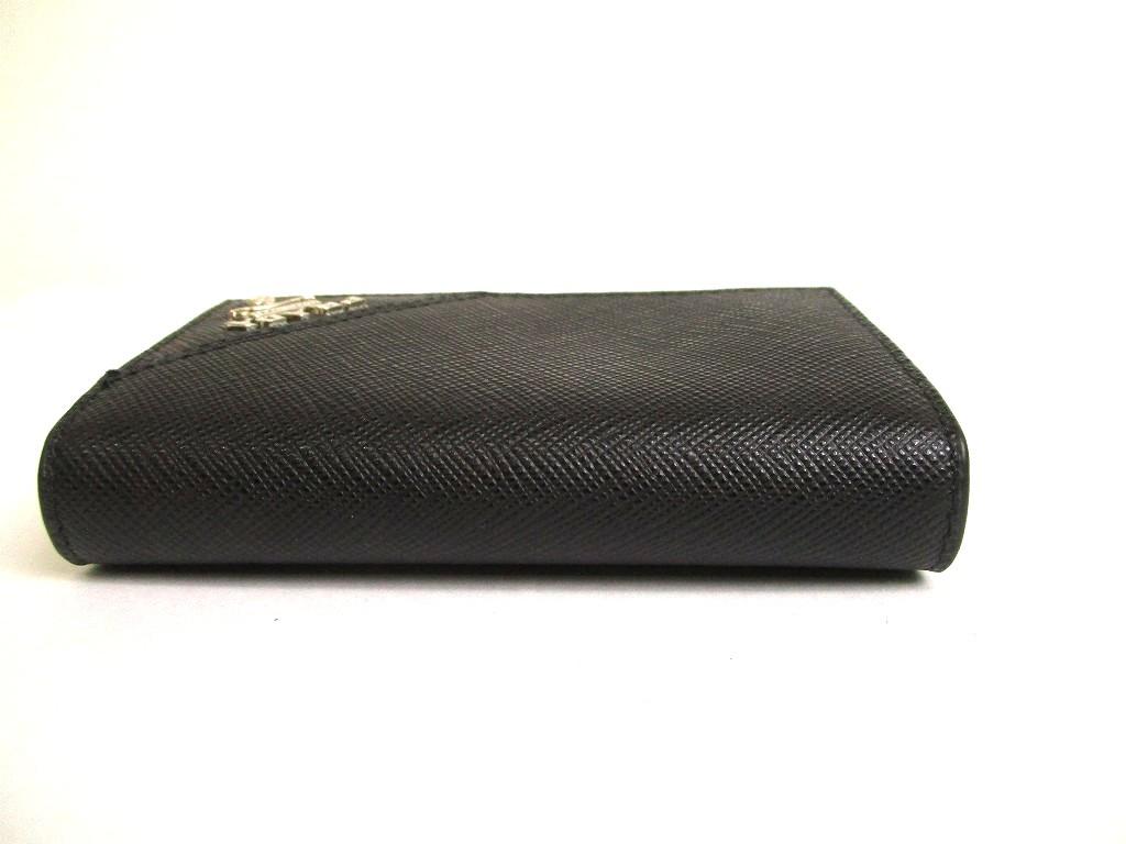 Authentic PRADA Black Saffiano Leather Card Case Card Holder #b058  Open box