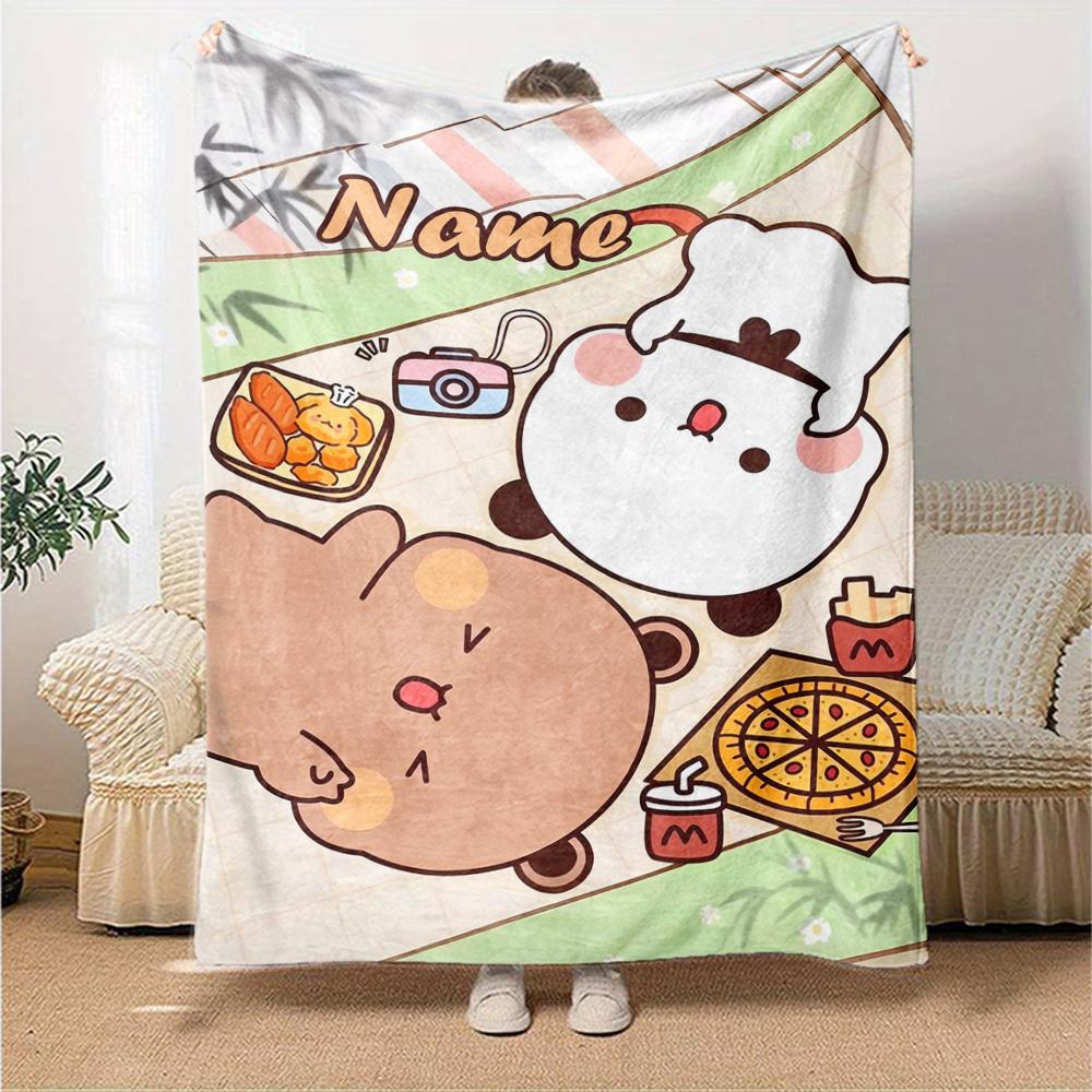 Custom Name Bubu Dudu Theme Printed Blanket - Perfect for Couch, Bed, Travel & Outdoor Use | Machine Washable, Cozy & Durable.