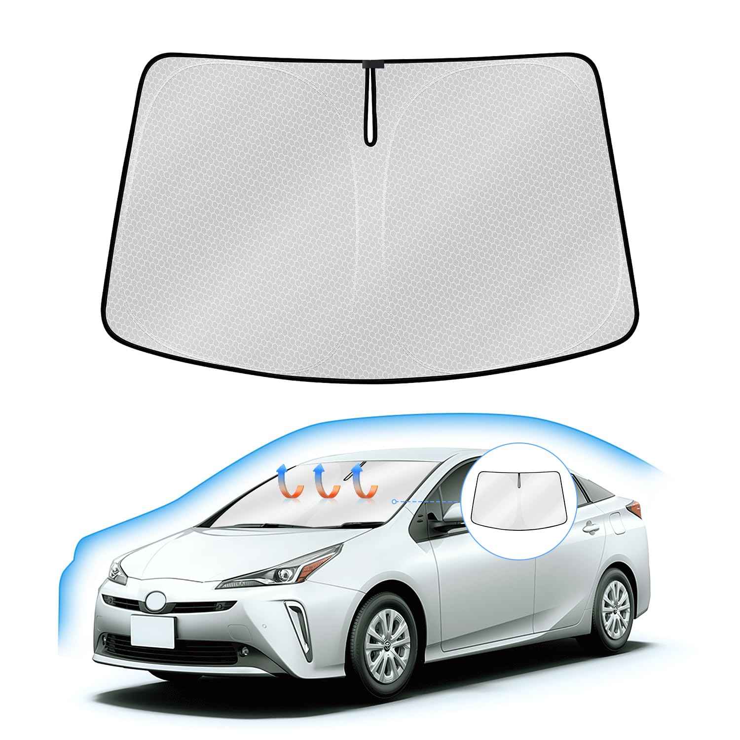 

Солнцезащитный козырек на лобовое стекло Toyota Prius 50 серии 50 Автомобильный солнцезащитный козырек с защитой от УФ-лучей и присосками Обеспечивает защиту от жары и идеально подходит для автомобиля Складной с серый