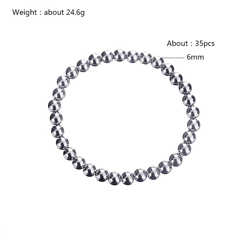 Fashion Jewelry Non Fading Waterproof Metal Ball Multiple Models Quality Smooth Solid Beads Elastic Stainless Steel Bracelets