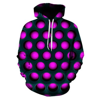 New Autumn and Winter Sweater Personality Honeycomb Hole 3D Digital Printing Men's Loose Pullover Hooded Sweater