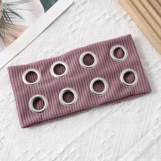 Fascia per Capelli da Donna Colore Puro Decorazioni con Fori Metallici Larga Fascia per Capelli Fascia per la Testa Casual da Palestra Accessorio per Capelli Elastico