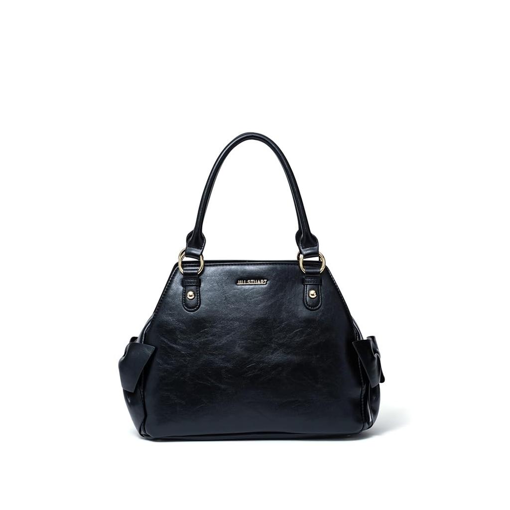 JILL STUART Pecot Shoulder Bag with Ribbon Feminine and Vintage Design, Style, Black, JSLH5EH1, Women's