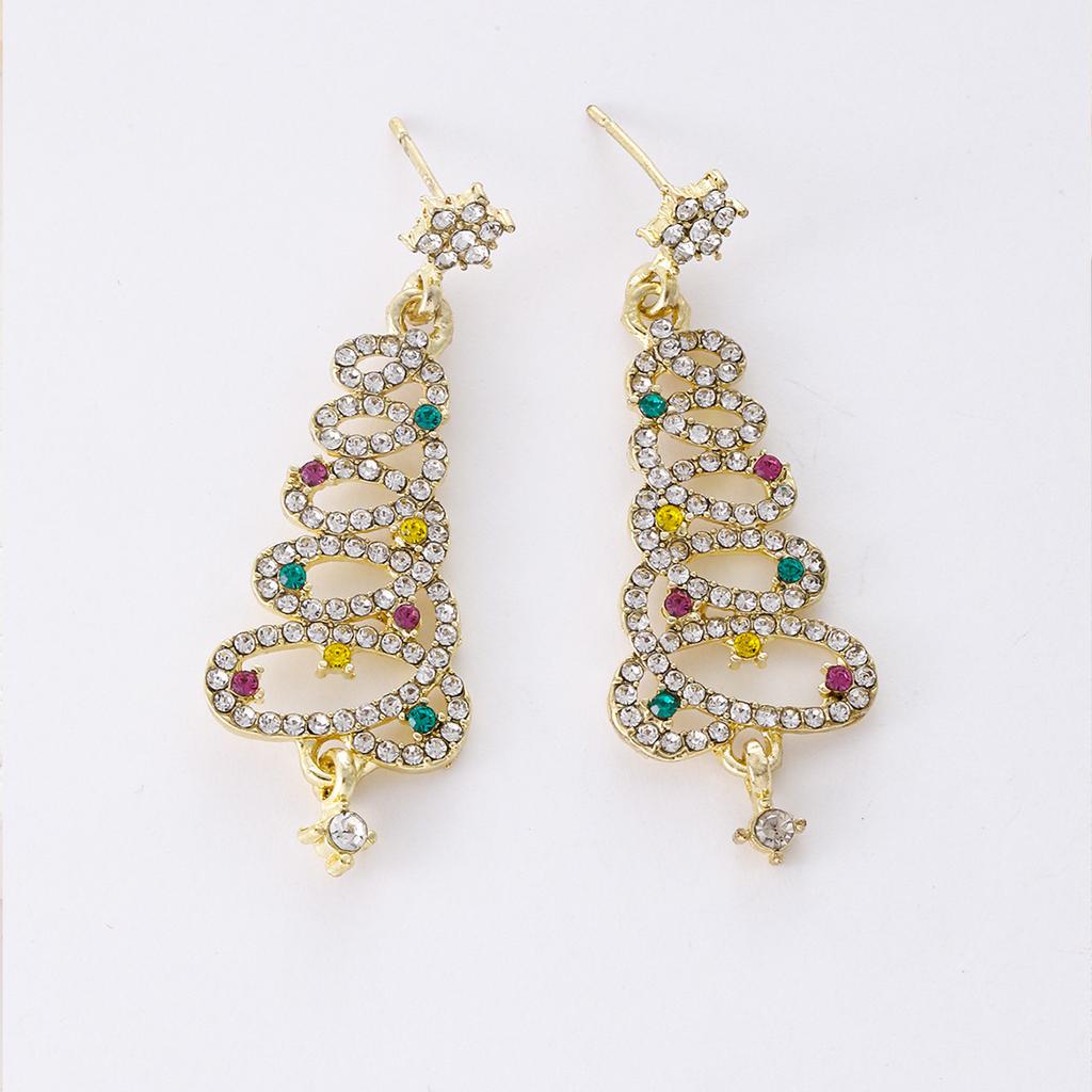 Fashionable Colorful Christmas Tree Stud Earrings For Women Niche Design Premium Light Luxury Versatile Jewelry Accessories