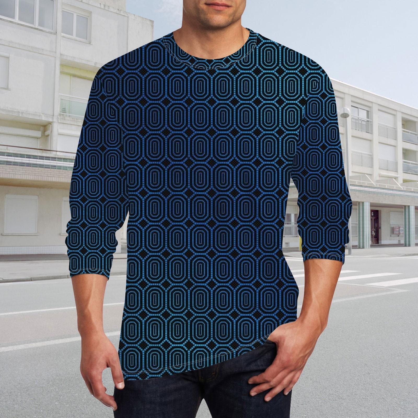 

Муж. Футболка Круглый вырез Одежда Одежда На открытом воздухе Длинный рукав С принтом Модельер Винтаж XXXL тёмно-синий