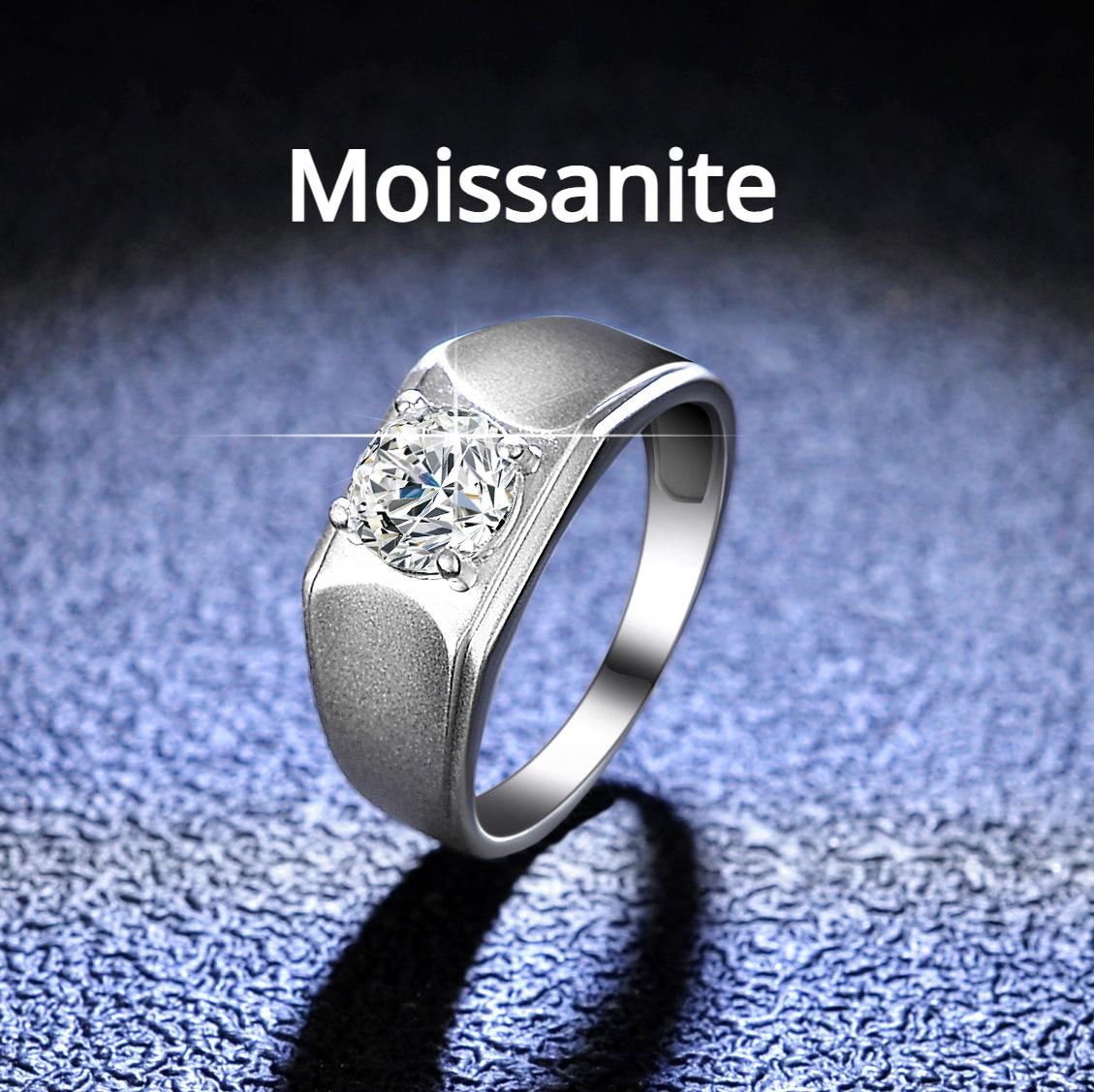 

Кольцо из стерлингового серебра 925 пробы с платиновым покрытием из муассанита, простое мужское кольцо с муассанитом цвета D, обручальное кольцо, обручальное кольцо, подарок для парня 18