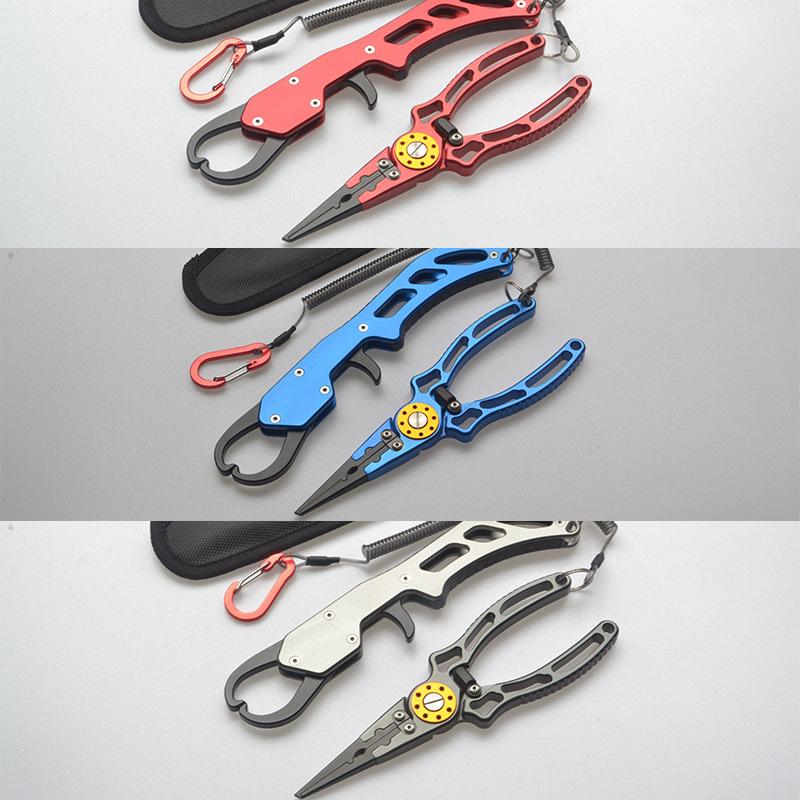 2pcs/set Multi-function Fishing Clamp Control Outdoor Fishing Helper Open Loop Hook PE Wire Cutting Scissors Aluminum Alloy Fishing Tools