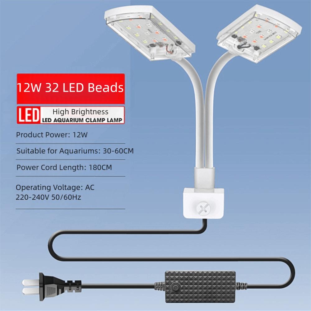 6W/12W Fish Tank Clip-on Light colored light double-headed Aquarium Supplies Clamp lamp highlight LED Fish Tank Lamp