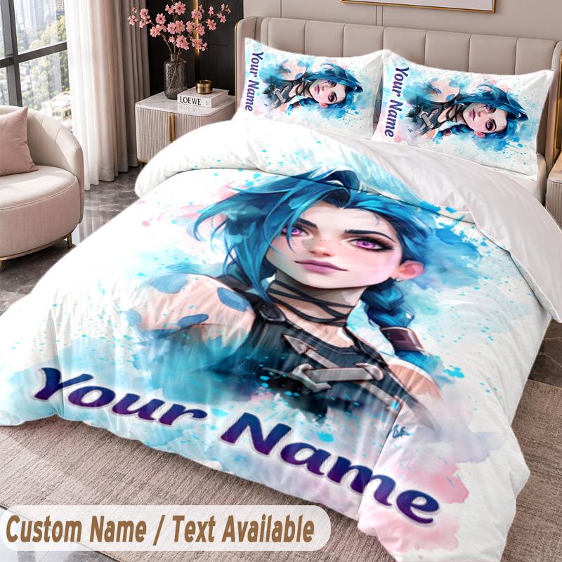 Custom Name Text 3Pcs Bedding Set Arcane Duvet Cover And Two Pillowcases