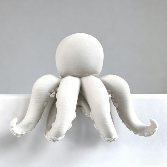 Playful Desk Accessories 3D Printed Octopus Figurine, Cute Marine Animal Sculpture for Unique Office Gadgets Computer Monitor Decor, Shelf Ornament,