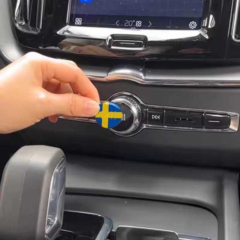Pro Volvo S60 S90 XC40 XC60 XC90 V60 V90 C40 Dekorace interiéru samolepka s tlačítkem přehrávání