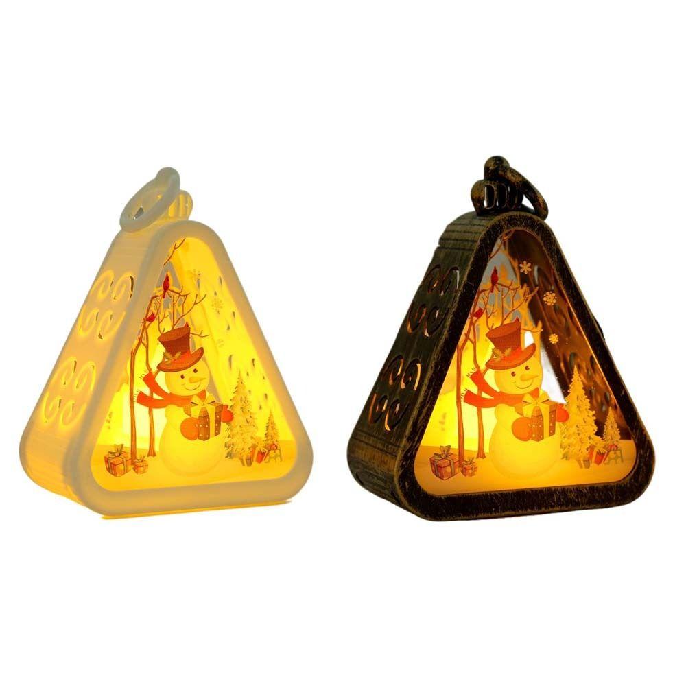 Button Battery Santa Claus Luminous Lamp Elk Deer Triangle Lantern Party
