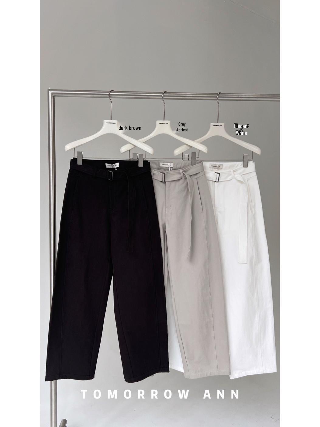 

Tomorrow Ann Cotton High-Waisted Wide-Leg Tie-Waist Pants for Women - Slimming Fit Medium