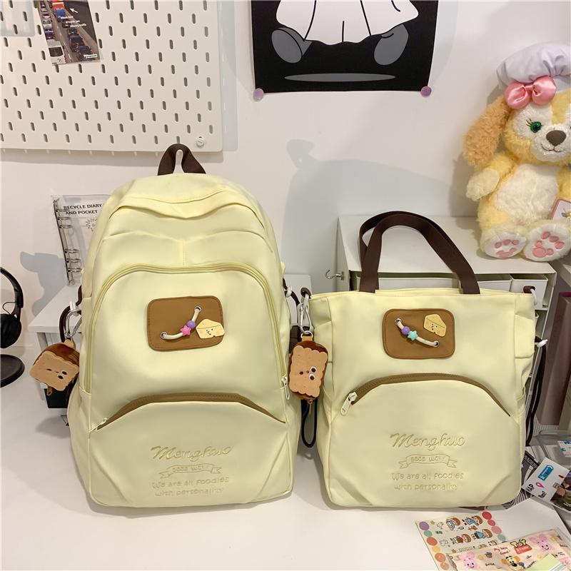 Симпатичный женский рюкзак большой емкости с цветными блоками — фото 15