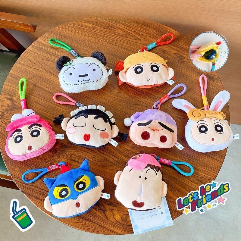 Adorable Cartoon Cute And Charming Crayon Shin-Chan Nohara Shiro Pendant Keychain Plush Q-Version Large Head Earphones Zero Wallet Doll Doll