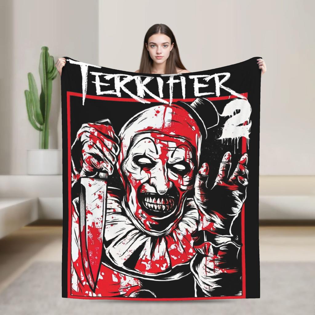 Art the Clown The Terrifier 3 Blanket Fleece Printed Multifunction Lightweight Thin Throw Blankets for Sofa Outdoor Bedspreads