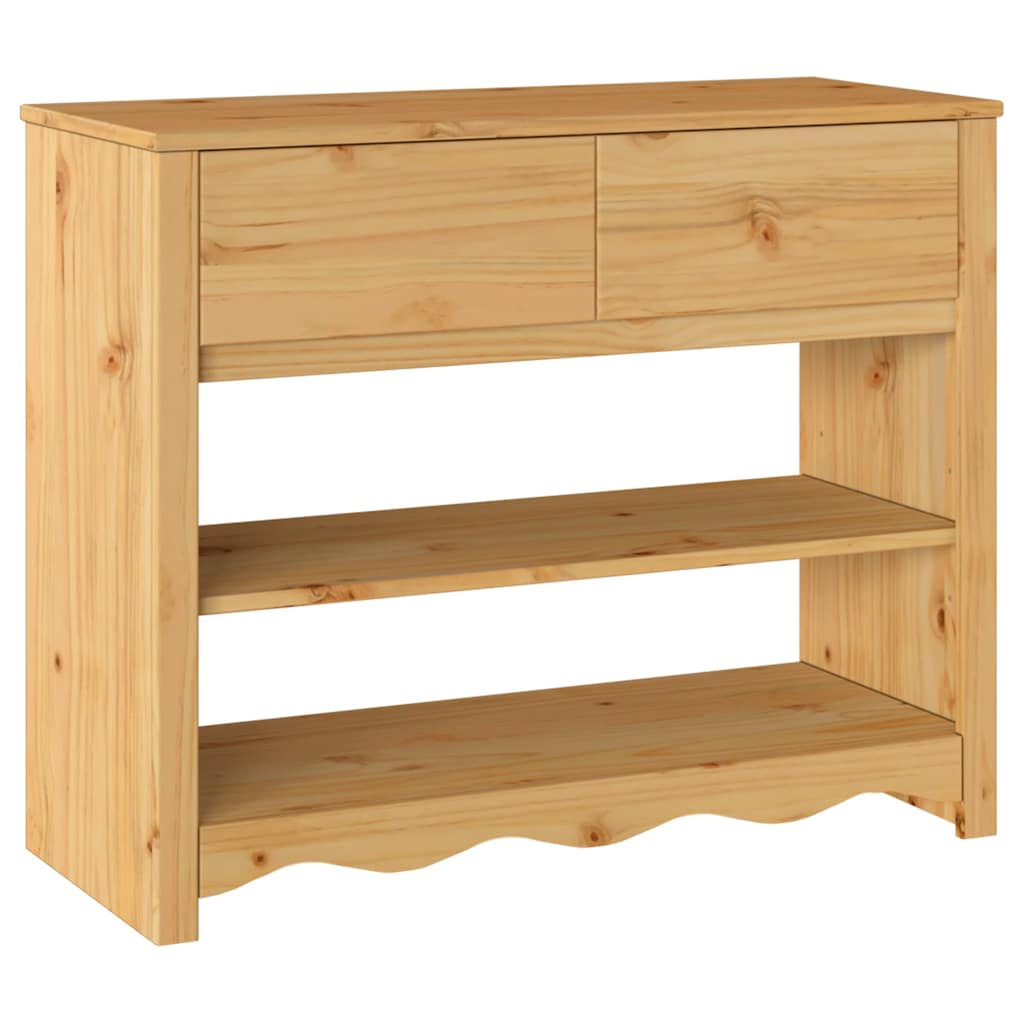 Drammen Console Table with Drawers Oak Finish 89.5 x 37 x 73 cm