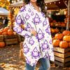 Damen Trendy Halloween-Print Langarm-Strickjacke Pullover für Lässige Herbstmode