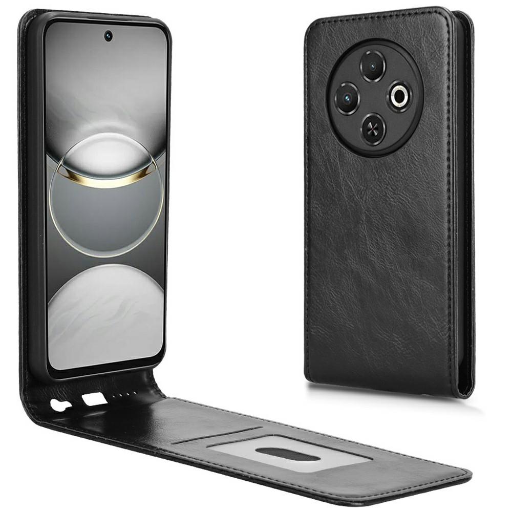 

For TECNO Spark 30C 4G Case with Card Slot Magnetic Vertical Flip Leather Phone Cover Black