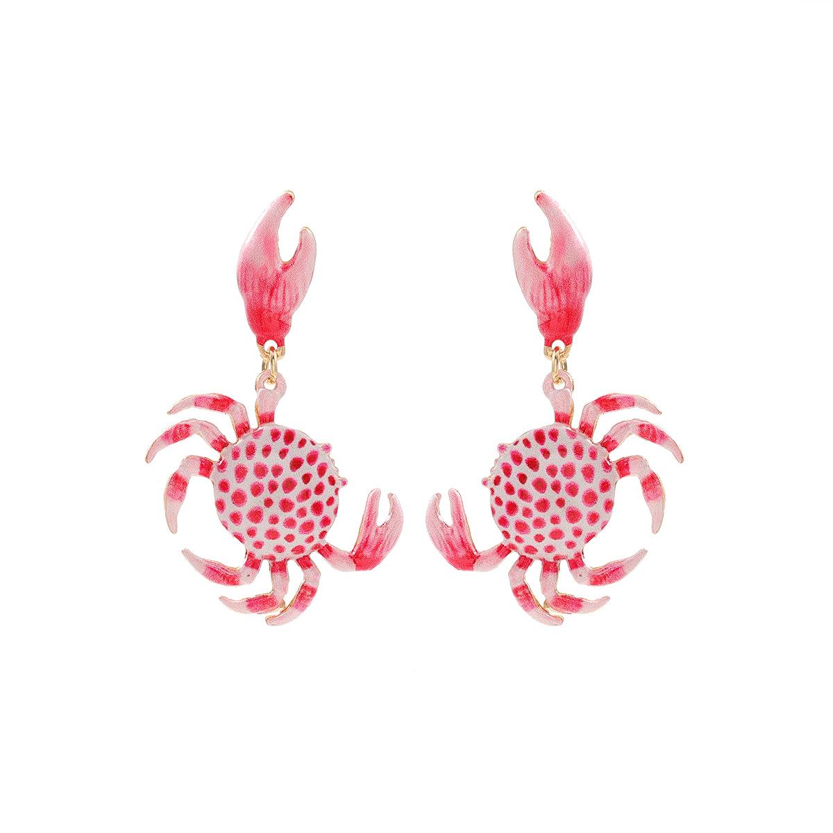

Pinkdudu Cute Zinc Alloy Stud Earrings Pink Crab Drop Earring Simple Casual Summer Animal Jewelry PD2204 розовый