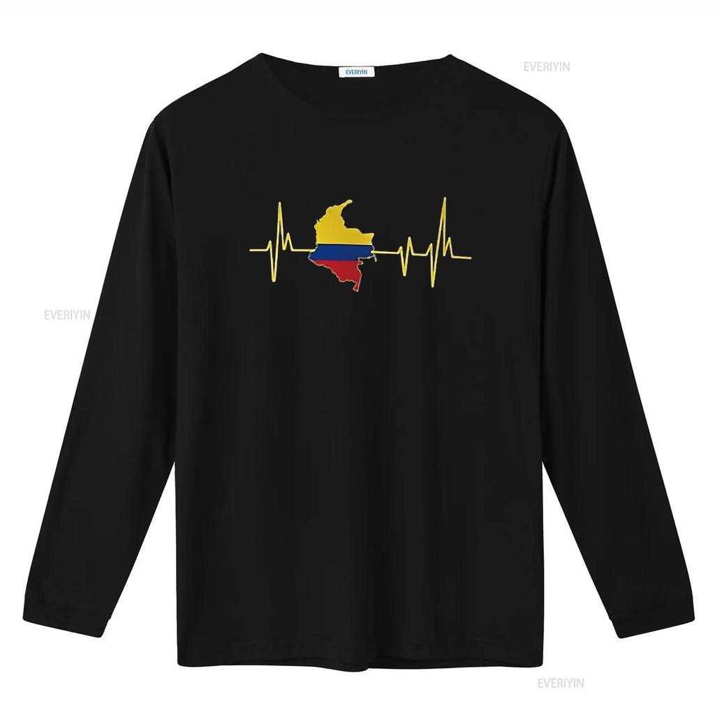 Mens Heartbeat Design Colombian Flag Colombia T Shirt Black vintage Washed Versatile Casual Stretched graphic designer clothes
