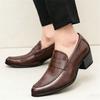 Fashion New Men's Black Brown Patent Leather Cuban Elevator Shoes Penny Loafter Formal Wedding Prom Homecoming Oxfords