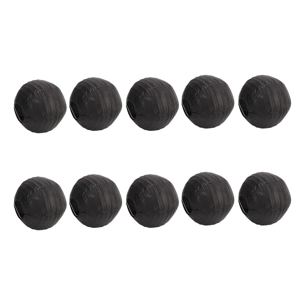 10pcs Paper Lanterns Foldable Round Decorative Small Waterproof Paper Lantern for Tent RV Courtyard Black