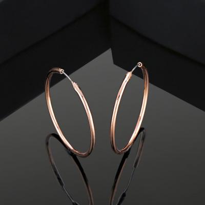 Fashionable Women's Rose Gold Plated Hoop Earrings