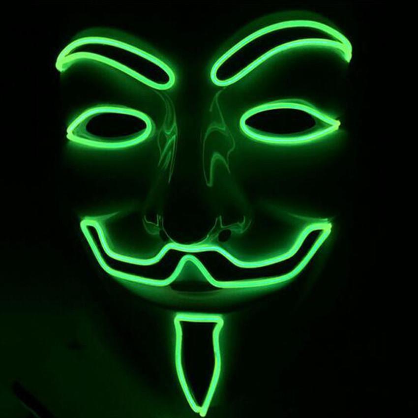 Led Light El Up Mask V For Vendetta Anonymous Guy Fawkes Costume Cosplay Props