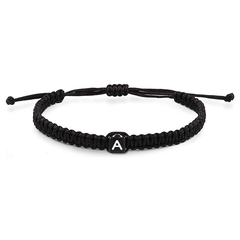 Acrylic Initial Letter Adjustable Woven Bracelet for Couples