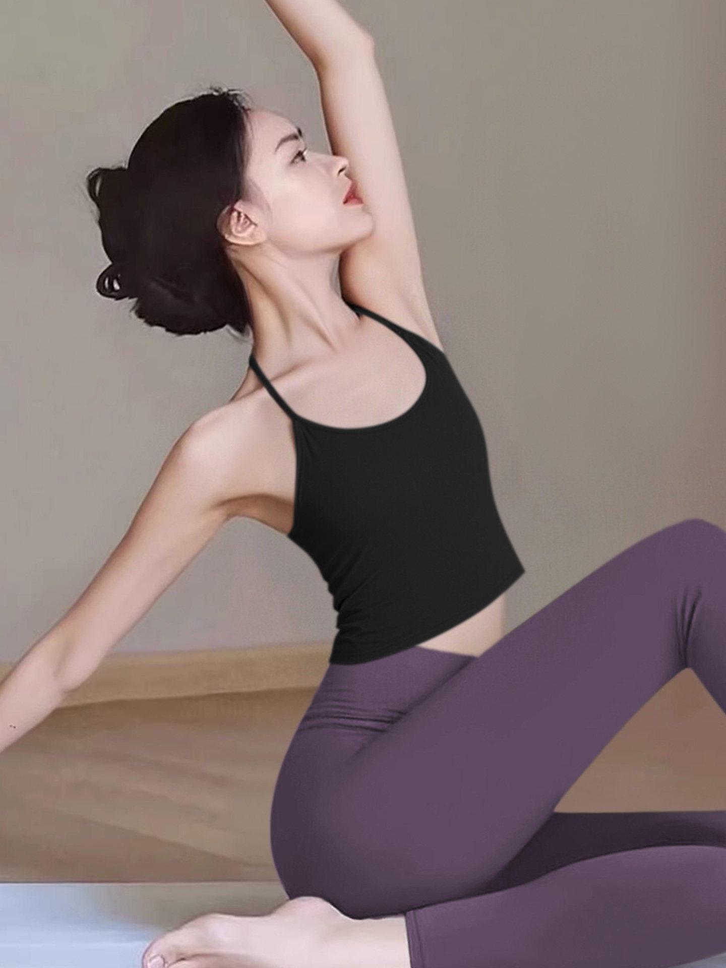 Women s 2026 High-End Spaghetti Strap Pilates Yoga Fitness Top S (85-100cm)