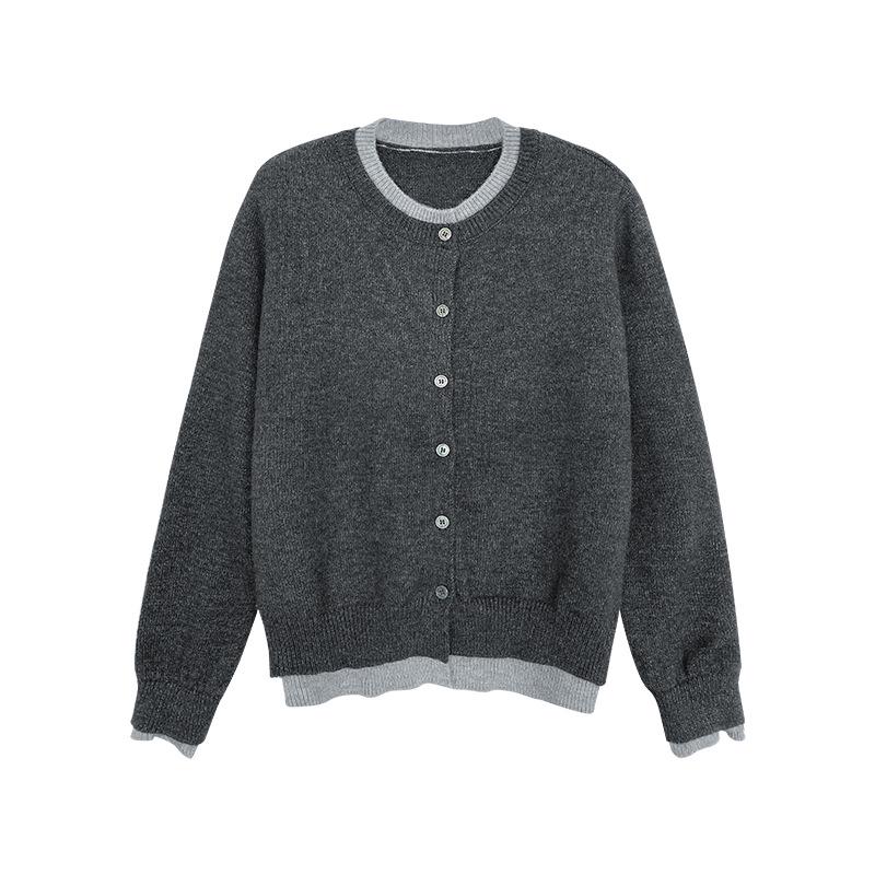 

Шикарный осенний женский вязаный кардиган серого цвета в корейском стиле — мягкий, стильный и идеальный для весны! Настоятельно рекомендуется! One Size чёрный/темно-серого