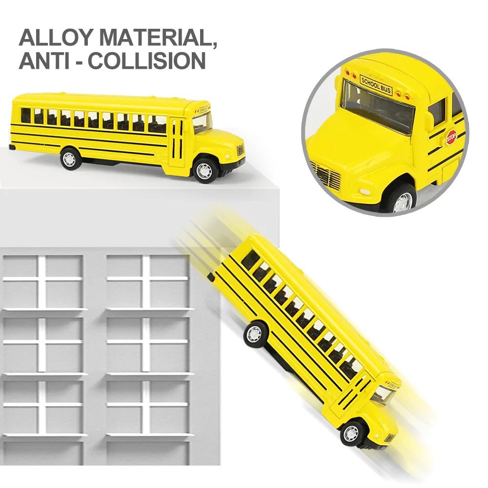 Simulation Alloy School Bus Inertia Toys Car Model Pull Back Car Interactive Toys Car Collection Educational Boy Gifts