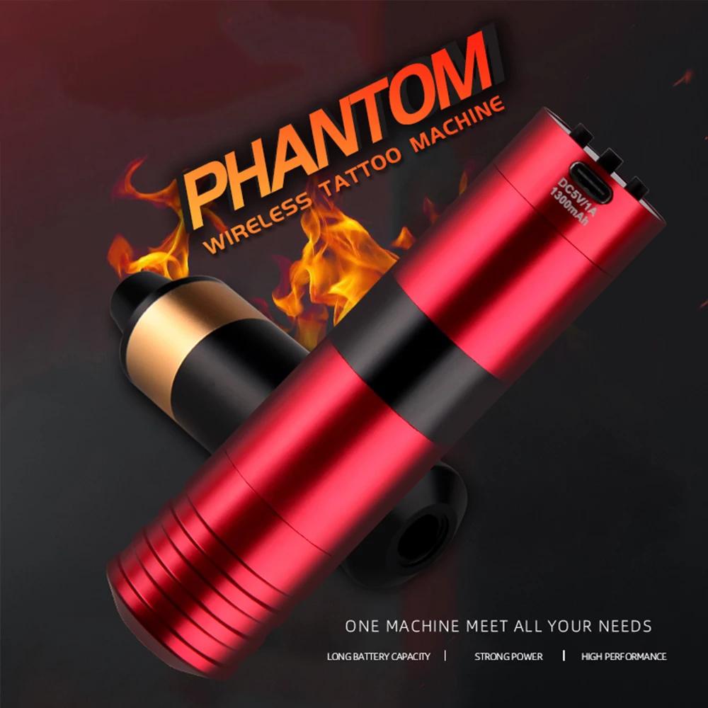 Phantom Multi-form trådløs elektronisk tatoveringspenn Rotary Machine Oppladbart batteri Strømforsyning RCA-adapter