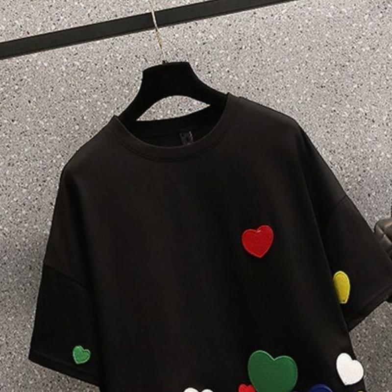 Summer Fashion Short Sleeve T-shirt Women Loose Casual Personality All-match Pullover Tops Female Love Tee