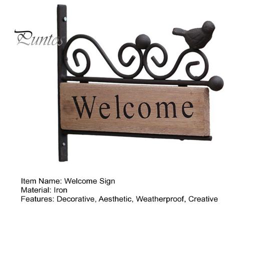 Reinforced Mounting Welcome Sign Mini Bird Sign, Retro Carved Wooden Panel with Iron Frame Wall Shaped Door for Outdoor Porch Courtyard Gates Fences,