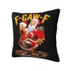 Funny F-Caw-F Santa Riding Chicken Christmas Pillow Case Cushion Cover Square Graphic Pillow Cover Kawaii Pillowcases Home Decor