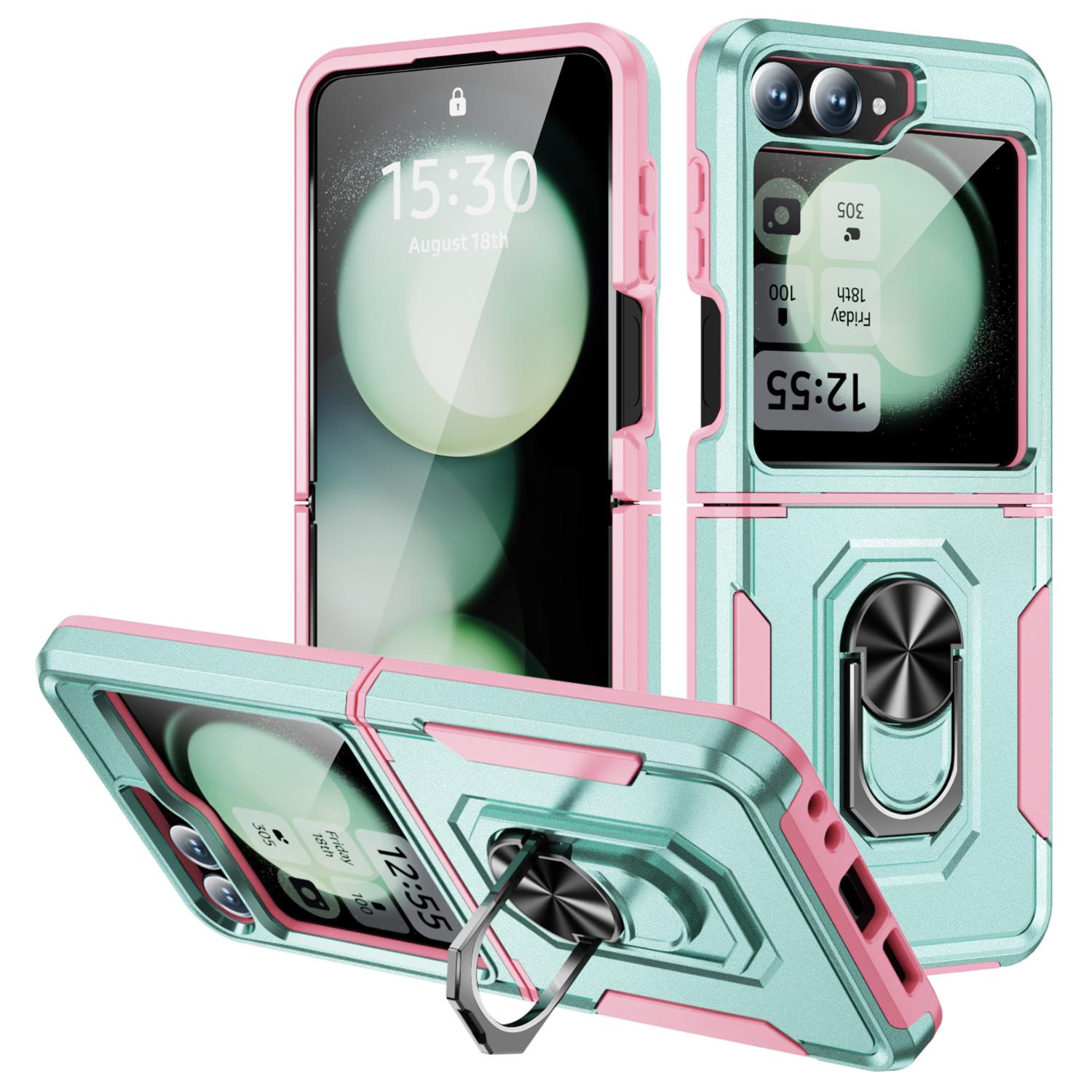

For Samsung Galaxy Z Flip7 FE 5G/Z Flip6 5G Case Military Grade Ring Kickstand PC + TPU Phone Cover D