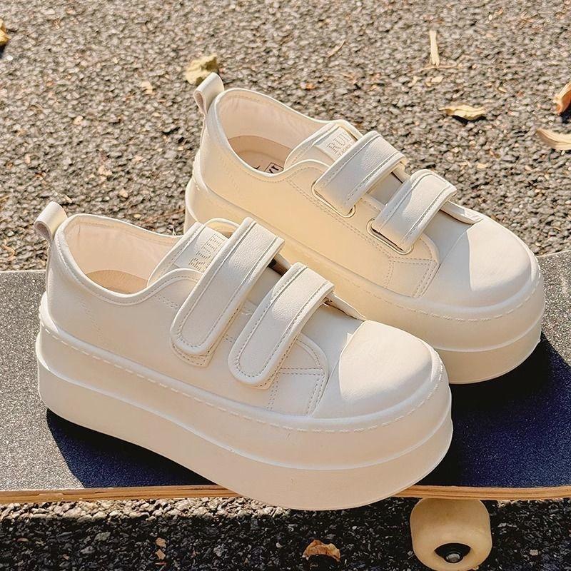 Thick-soled Heightening Velcro Little White Shoes Women's Spring New Small Sports and Leisure Breadboard Shoes