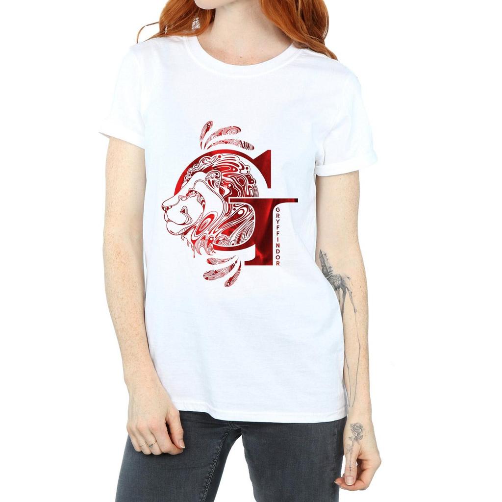 Harry Potter Womens/Ladies Gryffindor Lion Cotton Boyfriend T-Shirt