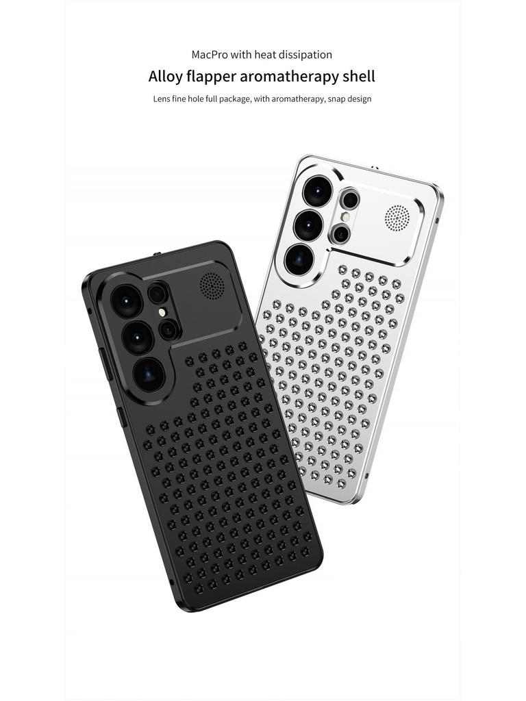 Metal Heat Dissipation Aromatherapy Phone Case for Samsung S26 Ultra/S25U - Anti-Drop Full Coverage with Buckle.